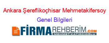 Ankara+Şereflikoçhisar+Mehmetakifersoy Genel+Bilgileri