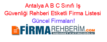 Antalya+A+B+C+Sınıfı+Iş+Güvenliği+Rehberi+Etiketli+Firma+Listesi Güncel+Firmaları!