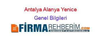 Antalya+Alanya+Yenice Genel+Bilgileri