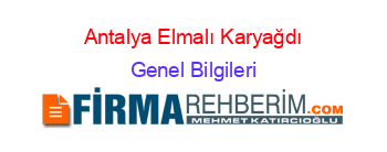 Antalya+Elmalı+Karyağdı Genel+Bilgileri