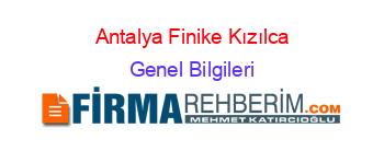Antalya+Finike+Kızılca Genel+Bilgileri