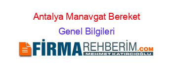 Antalya+Manavgat+Bereket Genel+Bilgileri