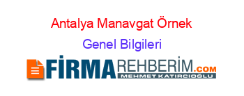 Antalya+Manavgat+Örnek Genel+Bilgileri