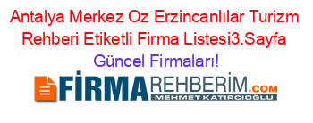 Antalya+Merkez+Oz+Erzincanlılar+Turizm+Rehberi+Etiketli+Firma+Listesi3.Sayfa Güncel+Firmaları!