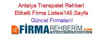 Antalya+Transpalet+Rehberi+Etiketli+Firma+Listesi145.Sayfa Güncel+Firmaları!