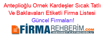 Anteplioğlu+Ornek+Kardeşler+Sıcak+Tatlı+Ve+Baklavaları+Etiketli+Firma+Listesi Güncel+Firmaları!