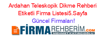 Ardahan+Teleskopik+Dikme+Rehberi+Etiketli+Firma+Listesi5.Sayfa Güncel+Firmaları!