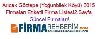 Arıcak+Göztepe+(Yoğunbilek+Köyü)+2015+Firmaları+Etiketli+Firma+Listesi2.Sayfa Güncel+Firmaları!