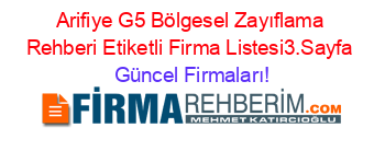 Arifiye+G5+Bölgesel+Zayıflama+Rehberi+Etiketli+Firma+Listesi3.Sayfa Güncel+Firmaları!