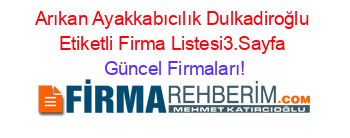 Arıkan+Ayakkabıcılık+Dulkadiroğlu+Etiketli+Firma+Listesi3.Sayfa Güncel+Firmaları!