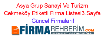 Asya+Grup+Sanayi+Ve+Turizm+Cekmeköy+Etiketli+Firma+Listesi3.Sayfa Güncel+Firmaları!