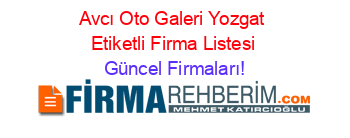 Avcı+Oto+Galeri+Yozgat+Etiketli+Firma+Listesi Güncel+Firmaları!