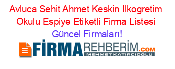 Avluca+Sehit+Ahmet+Keskin+Ilkogretim+Okulu+Espiye+Etiketli+Firma+Listesi Güncel+Firmaları!