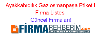 Ayakkabıcılık+Gaziosmanpaşa+Etiketli+Firma+Listesi Güncel+Firmaları!