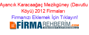 Ayancık+Karacaağaç+Mezikgüney+(Davutlu+Köyü)+2012+Firmaları+ Firmanızı+Eklemek+İçin+Tıklayın!