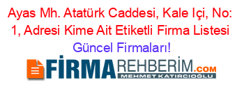 Ayas+Mh.+Atatürk+Caddesi,+Kale+Içi,+No:+1,+Adresi+Kime+Ait+Etiketli+Firma+Listesi Güncel+Firmaları!