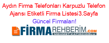 Aydın+Firma+Telefonları+Karpuzlu+Telefon+Ajansı+Etiketli+Firma+Listesi3.Sayfa Güncel+Firmaları!