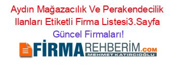 Aydın+Mağazacılık+Ve+Perakendecilik+Ilanları+Etiketli+Firma+Listesi3.Sayfa Güncel+Firmaları!