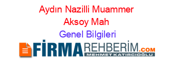 Aydın+Nazilli+Muammer+Aksoy+Mah Genel+Bilgileri