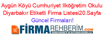 Aygün+Köyü+Cumhuriyet+Ilköğretim+Okulu+Diyarbakır+Etiketli+Firma+Listesi20.Sayfa Güncel+Firmaları!