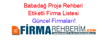 Babadağ+Proje+Rehberi+Etiketli+Firma+Listesi Güncel+Firmaları!