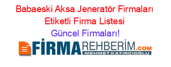 Babaeski+Aksa+Jeneratör+Firmaları+Etiketli+Firma+Listesi Güncel+Firmaları!