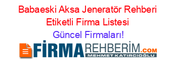 Babaeski+Aksa+Jeneratör+Rehberi+Etiketli+Firma+Listesi Güncel+Firmaları!