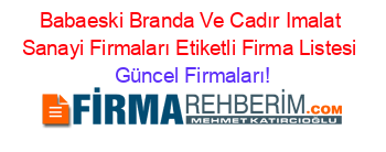 Babaeski+Branda+Ve+Cadır+Imalat+Sanayi+Firmaları+Etiketli+Firma+Listesi Güncel+Firmaları!