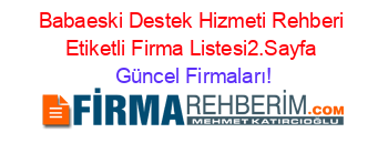 Babaeski+Destek+Hizmeti+Rehberi+Etiketli+Firma+Listesi2.Sayfa Güncel+Firmaları!