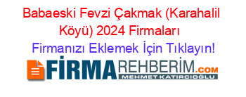 Babaeski+Fevzi+Çakmak+(Karahalil+Köyü)+2024+Firmaları+ Firmanızı+Eklemek+İçin+Tıklayın!