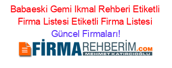Babaeski+Gemi+Ikmal+Rehberi+Etiketli+Firma+Listesi+Etiketli+Firma+Listesi Güncel+Firmaları!