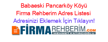 +Babaeski+Pancarköy+Köyü+Firma+Rehberim+Adres+Listesi Adresinizi+Eklemek+İçin+Tıklayın!