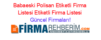 Babaeski+Polisan+Etiketli+Firma+Listesi+Etiketli+Firma+Listesi Güncel+Firmaları!