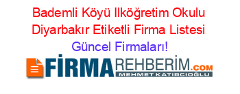 Bademli+Köyü+Ilköğretim+Okulu+Diyarbakır+Etiketli+Firma+Listesi Güncel+Firmaları!
