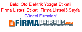 Balcı+Oto+Elektrik+Yozgat+Etiketli+Firma+Listesi+Etiketli+Firma+Listesi3.Sayfa Güncel+Firmaları!