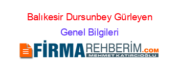 Balıkesir+Dursunbey+Gürleyen Genel+Bilgileri