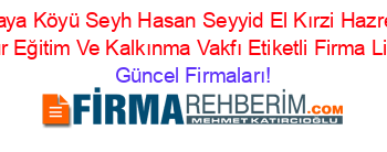 Balkaya+Köyü+Seyh+Hasan+Seyyid+El+Kırzi+Hazretleri+Kültür+Eğitim+Ve+Kalkınma+Vakfı+Etiketli+Firma+Listesi Güncel+Firmaları!