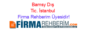 Bamsy+Dış+Tic.+İstanbul Firma+Rehberim+Üyesidir!