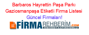 Barbaros+Hayrettin+Paşa+Parkı+Gaziosmanpaşa+Etiketli+Firma+Listesi Güncel+Firmaları!