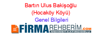 Bartın+Ulus+Bakişoğlu+(Hocaköy+Köyü) Genel+Bilgileri