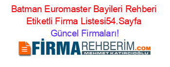 Batman+Euromaster+Bayileri+Rehberi+Etiketli+Firma+Listesi54.Sayfa Güncel+Firmaları!