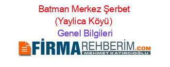 Batman+Merkez+Şerbet+(Yaylica+Köyü) Genel+Bilgileri
