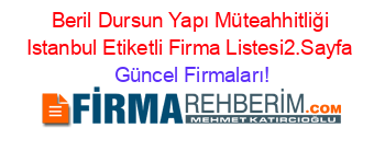 Beril+Dursun+Yapı+Müteahhitliği+Istanbul+Etiketli+Firma+Listesi2.Sayfa Güncel+Firmaları!