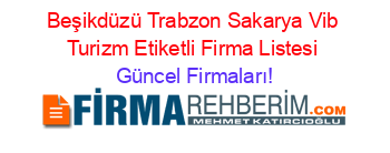 Beşikdüzü+Trabzon+Sakarya+Vib+Turizm+Etiketli+Firma+Listesi Güncel+Firmaları!