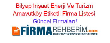 Bilyap+Inşaat+Enerji+Ve+Turizm+Arnavutköy+Etiketli+Firma+Listesi Güncel+Firmaları!