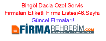 Bingöl+Dacia+Ozel+Servis+Firmaları+Etiketli+Firma+Listesi46.Sayfa Güncel+Firmaları!