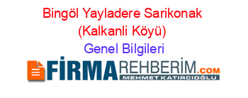 Bingöl+Yayladere+Sarikonak+(Kalkanli+Köyü) Genel+Bilgileri