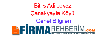 Bitlis+Adilcevaz+Çanakyayla+Köyü Genel+Bilgileri