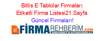 Bitlis+E+Tablolar+Firmaları+Etiketli+Firma+Listesi21.Sayfa Güncel+Firmaları!