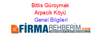 Bitlis+Güroymak+Arpacik+Köyü Genel+Bilgileri